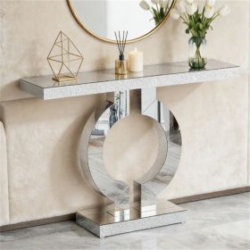 Mirror console, modern sofa table, storage area, elegant display space