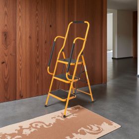 330 lbs Capacity Folding Step Ladder, Heavy-Duty Iron Construction with Safety Lock, Wide Platform & Non-Slip Rubber Feet