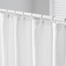 VEVOR White Fabric Shower Curtain, 240 GSM Weighted Waffle Shower Curtains, Polyester Curtain with Rust-Resistant Hooks