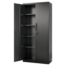 VEVOR Metal Storage Cabinet, 68.9 in Lockable Steel Garage Cabinet with 4 Adjustable Shelves, 2 Magnetic Doors, 2 Keys