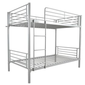 [NEW CODE: 72358270]Iron Bed Bunk Bed with Ladder for Kids Twin Size Gray
