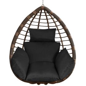 1Pc Egg Chair Cushion Hanging Basket Seat Cushion Thicken Soft Egg Swing Chair Pad Hanging Egg Chair Cushion With Headrest (Option: Black)