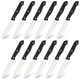 12-piece Kitchen Knife And Accessory Set With High-carbon Stainless Steel Blades, Including Meat And Steak Knives, With ABS Handles (Option: Primary color)