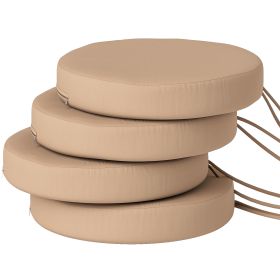 Patio Chair Cushions Set Of 4 Round Seat Cushions For Dining Bistro Chairs Machine Washable, 15 X 15 X 3, Khaki (Option: Khaki)