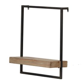 15.7" x 5.9" x 17.7" Iron and Wood Wall Shelf, Wall Hanging Decor, Home Decor Accent (Color: as Pic)